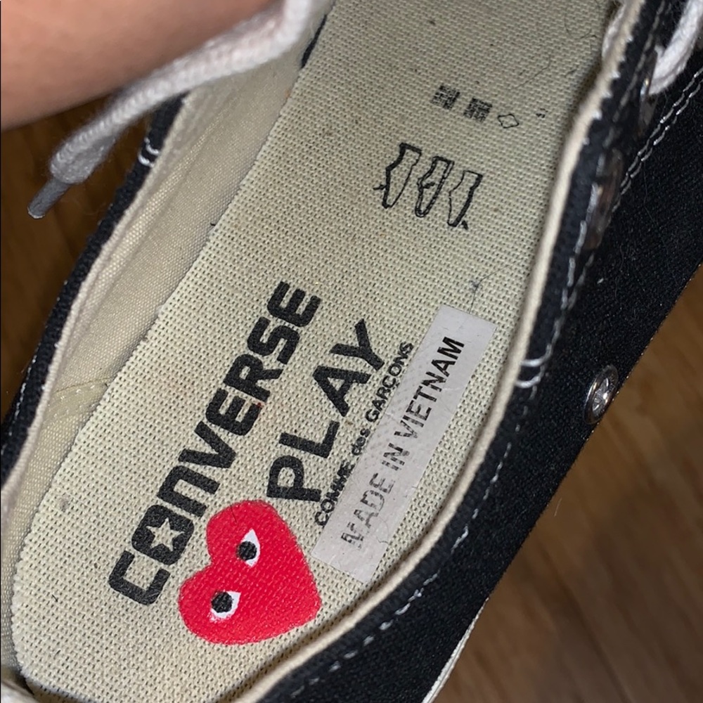 Black Canvas Sneaker with Red Heart Detail - Women's Shoes - Picture 2 of 11
